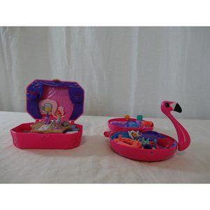 Polly Pocket Tiny Twirlin Music Box 2018 Pink Ballerina Theater  + Pink Flamingo